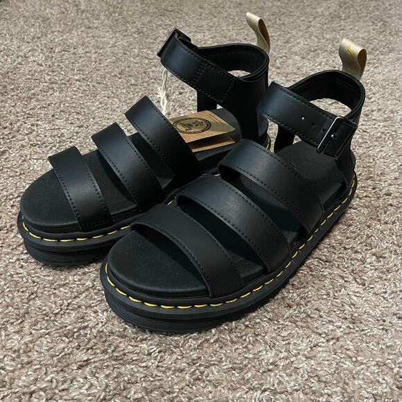 NEW Dr. Martens Vegan Blaire Sandals Black Felix Rub Off - Size 8 - Picture 3 of 6